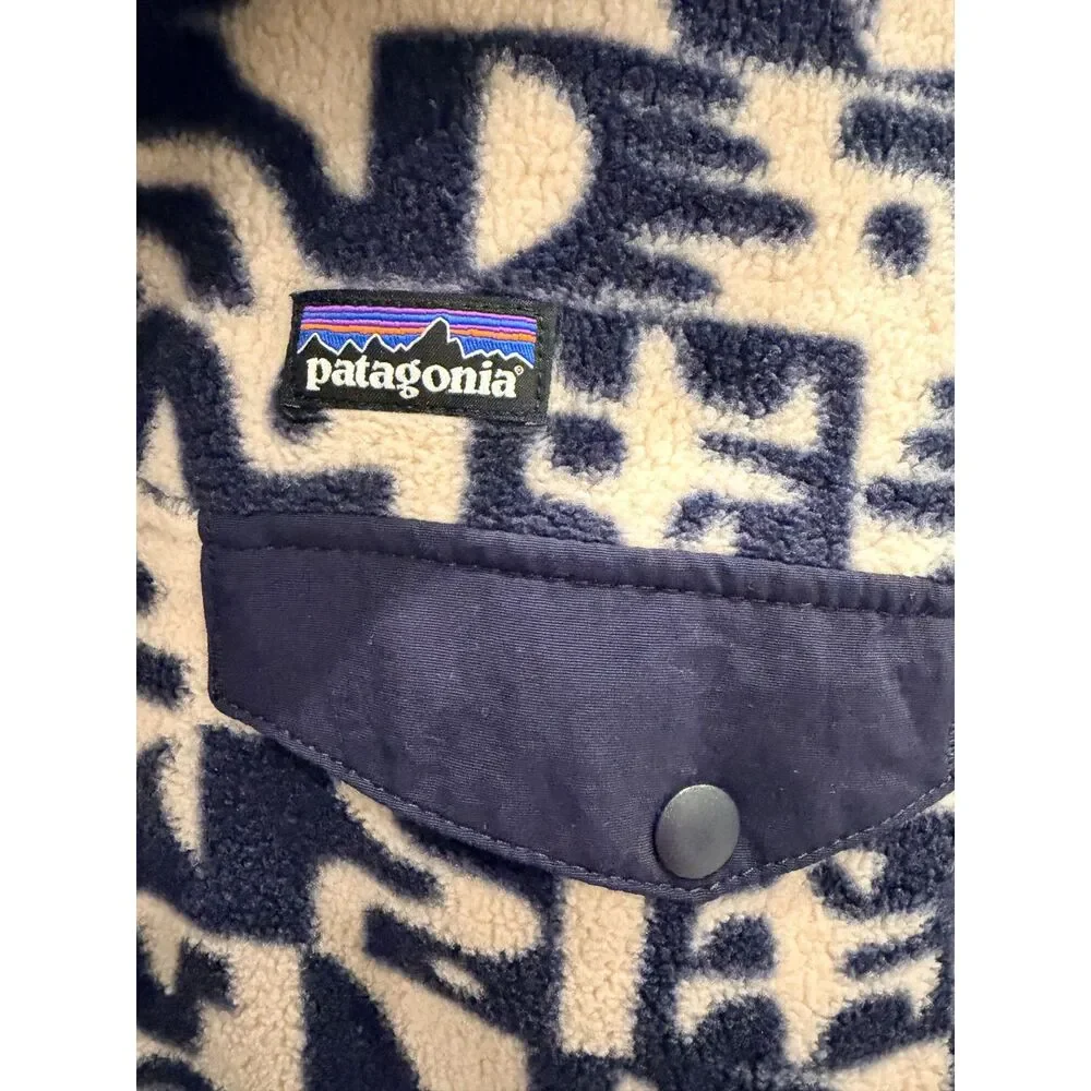 Patagonia Synchilla Snap-T Fleece Kids XL Navy Cream Print Women S M